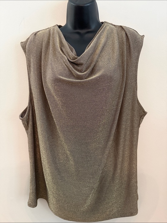 Worthington Tops - Worthington Metallic Bronze Cowl Neck Sleeveless Top nylon spandex blend size 2X